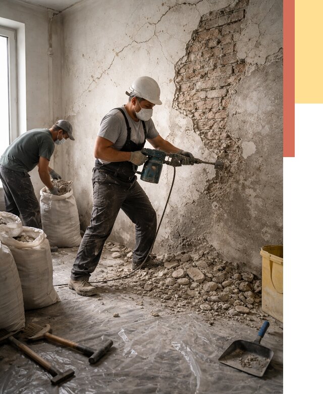 Демонтаж штукатурки со стен в Губкине от 7314 руб/м² — быстро и недорого | ОТДЕЛОЧНИК-Гбк