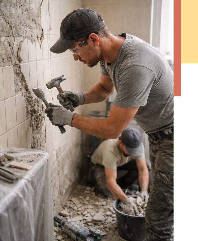 Демонтаж плитки со стен в Губкине от 863 руб. — быстро и недорого | ОТДЕЛОЧНИК-Гбк