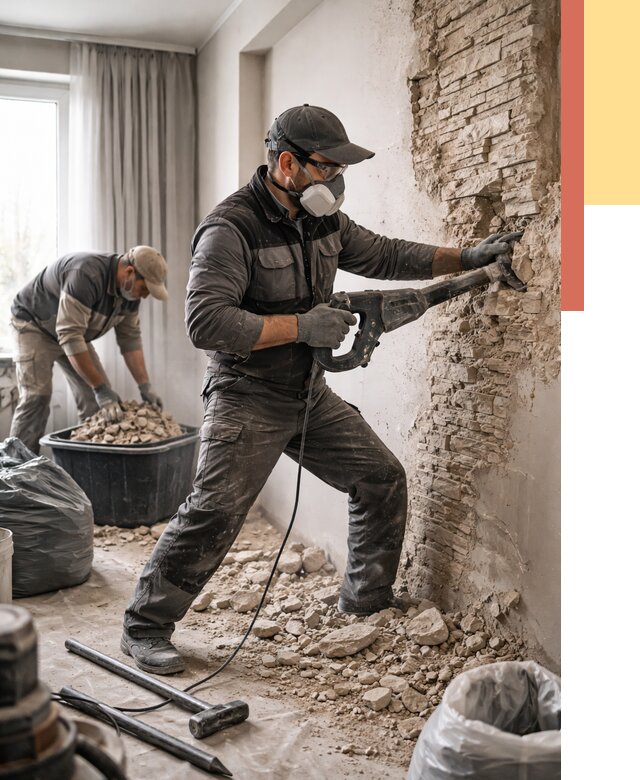 Демонтаж декоративного камня в Губкине от 1473 руб/м² — быстро и недорого | ОТДЕЛОЧНИК-Гбк