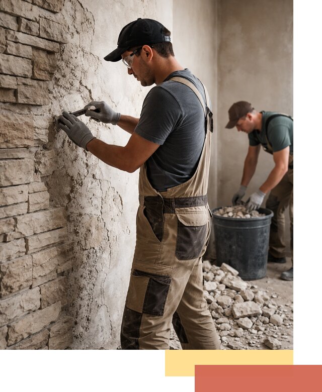 Демонтаж декоративного камня в Губкине профессионально и безопасно