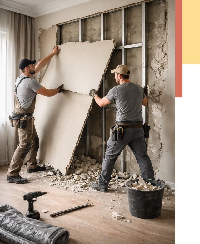 Демонтаж гипсокартона со стен в Губкине от 356 руб. — услуги демонтажа | ОТДЕЛОЧНИК-Гбк