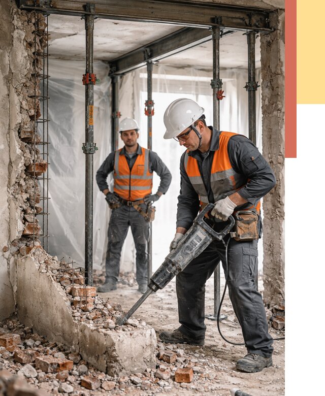 Снос несущих стен в Губкине от 10412 руб. — демонтаж несущей стены под ключ | ОТДЕЛОЧНИК-Гбк