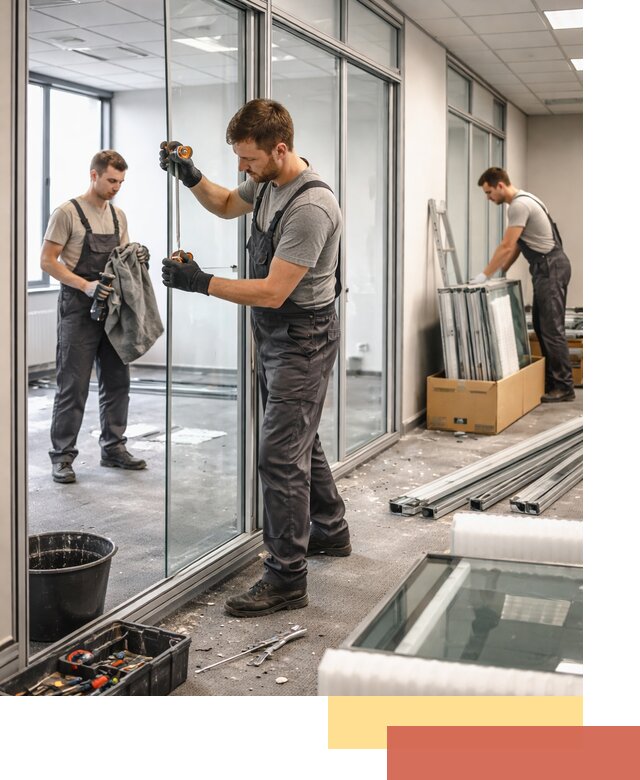 Демонтаж стеклянных перегородок в Губкине быстро и безопасно