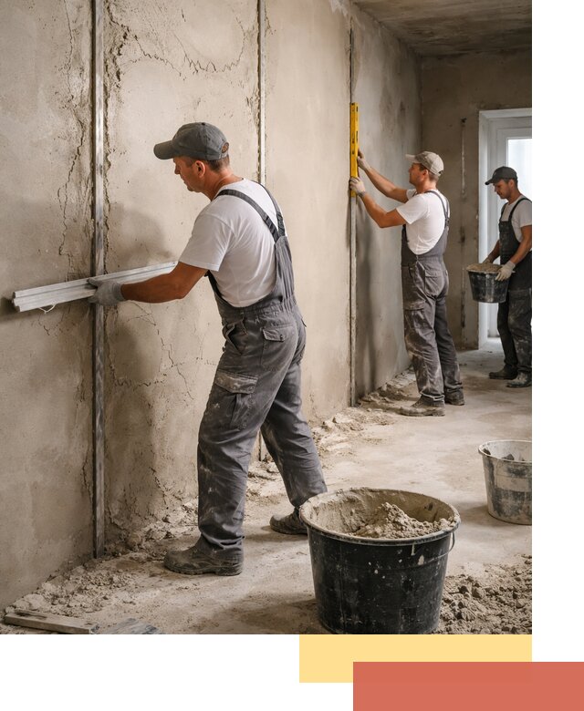 Штукатурка стен по маякам в Губкине — точная и ровная поверхность