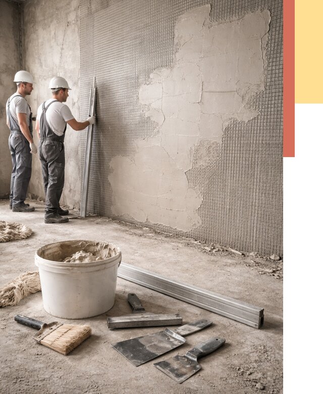 Штукатурка стен по сетке в Губкине от 5587 руб./м2 — быстро и недорого | ОТДЕЛОЧНИК-Гбк