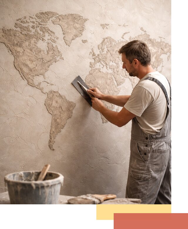 Декоративная штукатурка «Карта мира» под ключ в Губкине