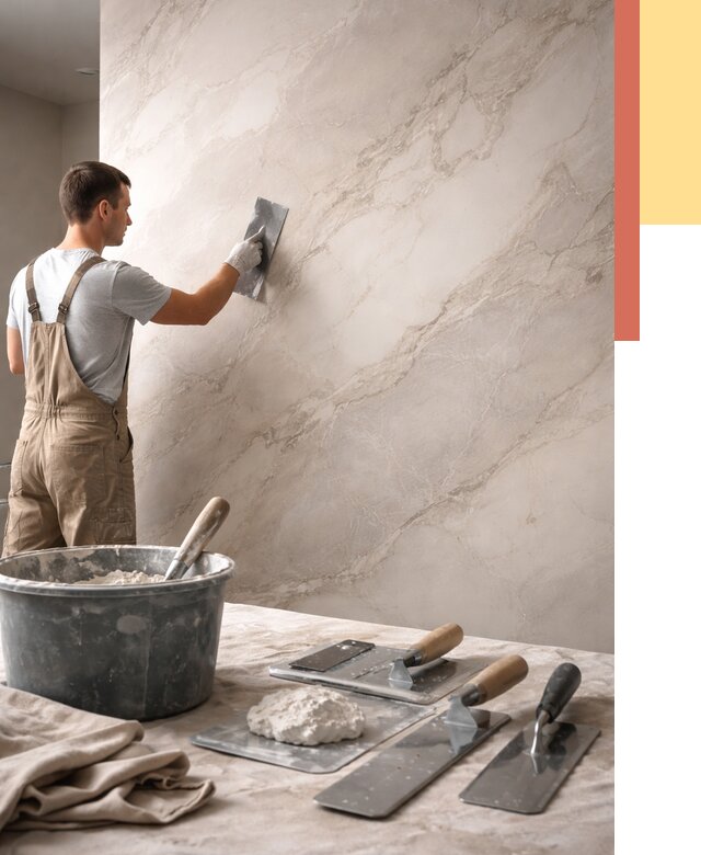 Декоративная штукатурка под мрамор в Губкине от 2844 руб./м² — быстро и недорого | ОТДЕЛОЧНИК-Гбк