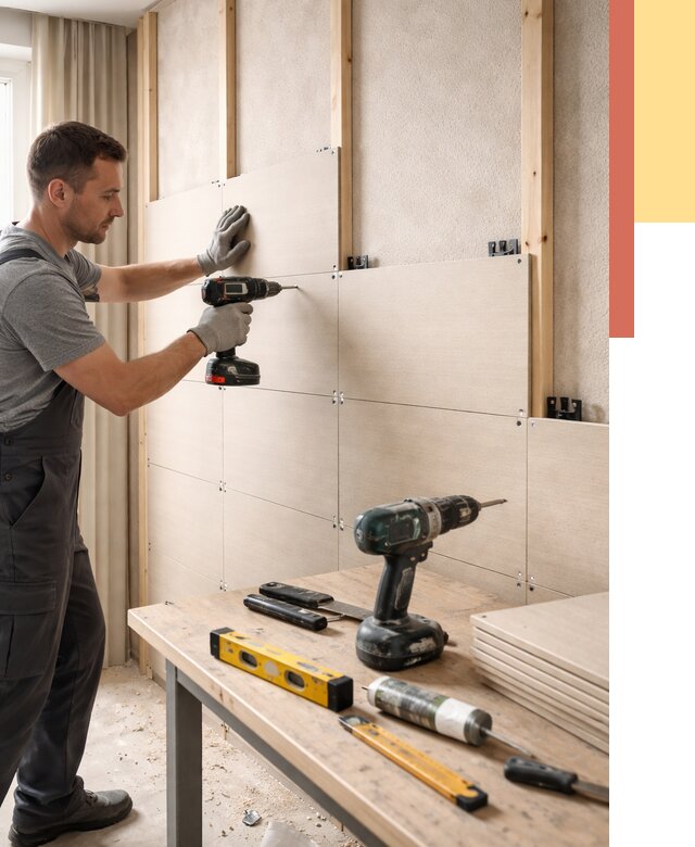 Монтаж МДФ панелей на стены в Губкине от 1270 руб. под ключ | ОТДЕЛОЧНИК-Гбк