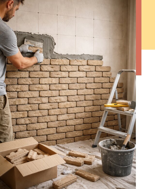 Монтаж декоративного кирпича в Губкине от 3251 руб./м² — быстро и недорого | ОТДЕЛОЧНИК-Гбк