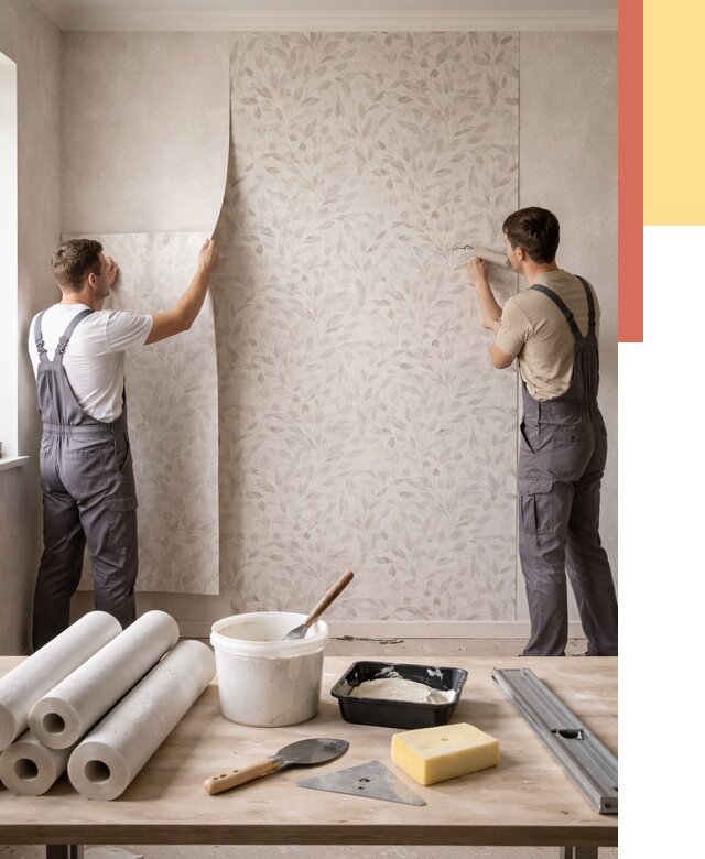 Поклейка обоев с подбором рисунка в Губкине от 3555 руб. | ОТДЕЛОЧНИК-Гбк - быстро и недорого