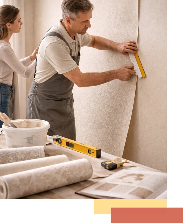 Поклейка обоев с подбором рисунка в Губкине