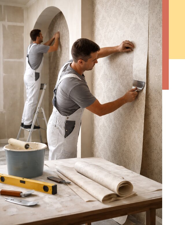 Поклейка обоев на сложные стены в Губкине от 2844 руб. под ключ | ОТДЕЛОЧНИК-Гбк