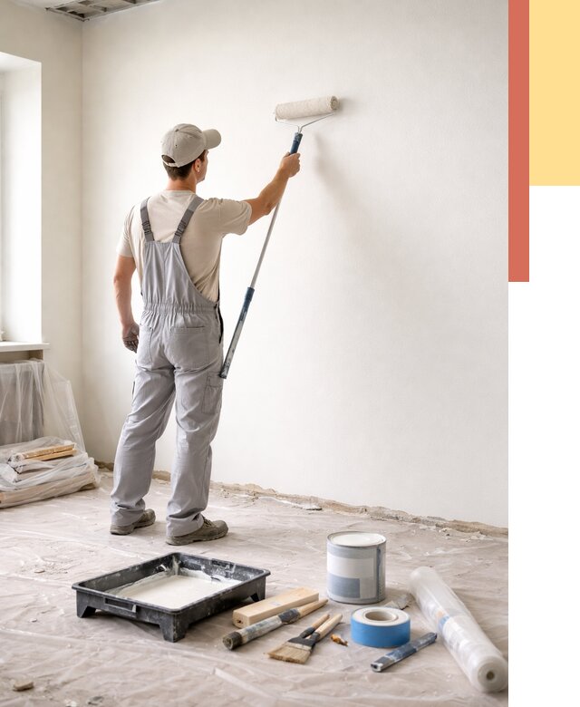 Покраска стен водоэмульсионной краской в Губкине от 457 руб. за м² | ОТДЕЛОЧНИК-Гбк