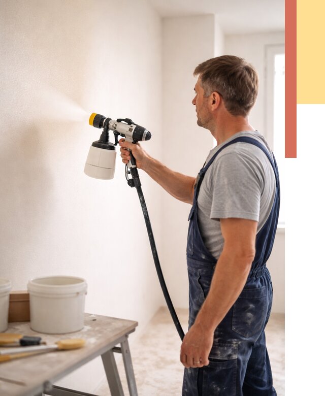 Покраска стен краскопультом в Губкине от 7619 руб. — механизированная покраска | ОТДЕЛОЧНИК-Гбк