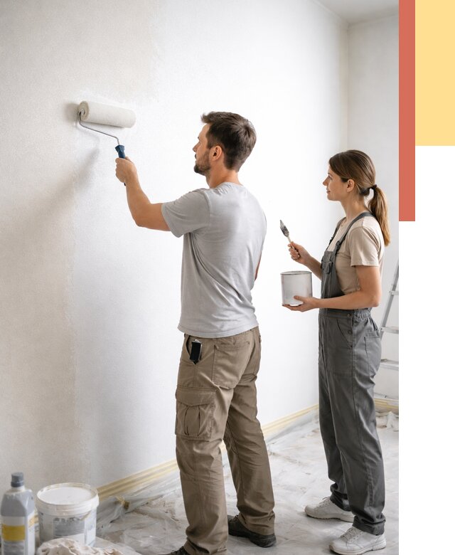 Окраска стен по стеклохолсту в Губкине от 4571 руб/м² под ключ | ОТДЕЛОЧНИК-Гбк