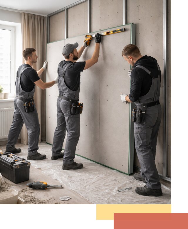 Шумоизоляция стен панелями ЗИПС в Губкине для жилых и коммерческих помещений