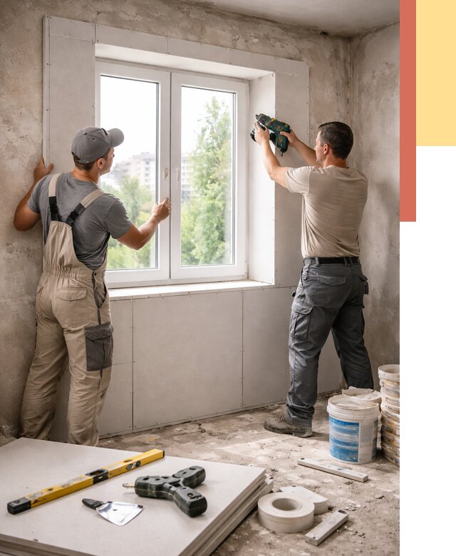 Монтаж откосов из гипсокартона в Губкине от 4571 руб. под ключ | ОТДЕЛОЧНИК-Гбк