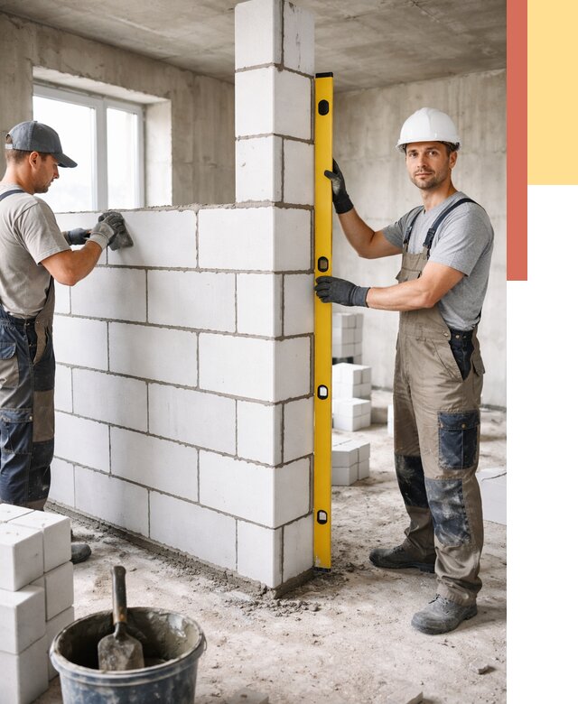 Кладка перегородок из пеноблока в Губкине от 1828 руб. под ключ | ОТДЕЛОЧНИК-Гбк