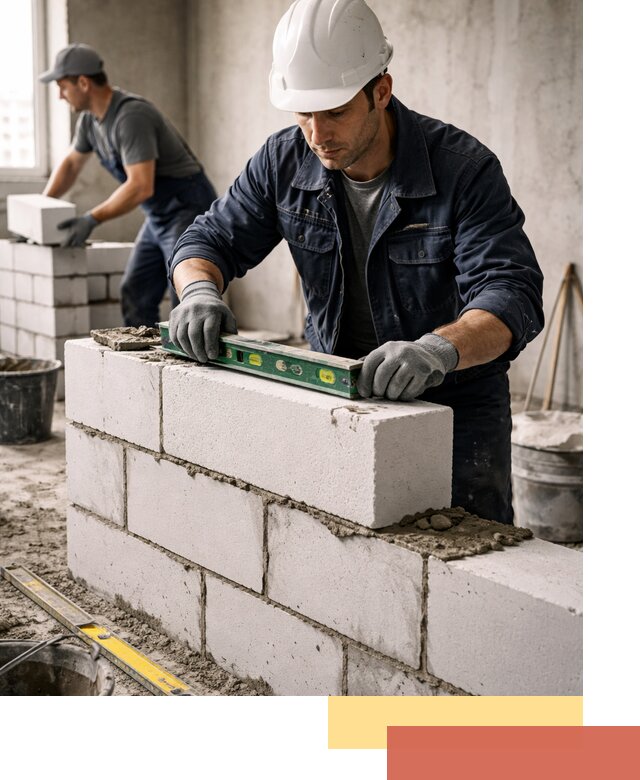 Кладка перегородок из пеноблока под ключ в Губкине