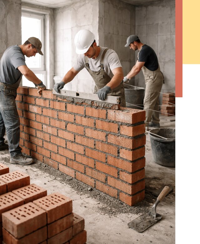 Кладка перегородок из кирпича в Губкине от 3555 руб. за м² | ОТДЕЛОЧНИК-Гбк