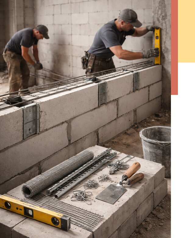 Армирование кладки перегородок в Губкине от 762 руб. под ключ | ОТДЕЛОЧНИК-Гбк