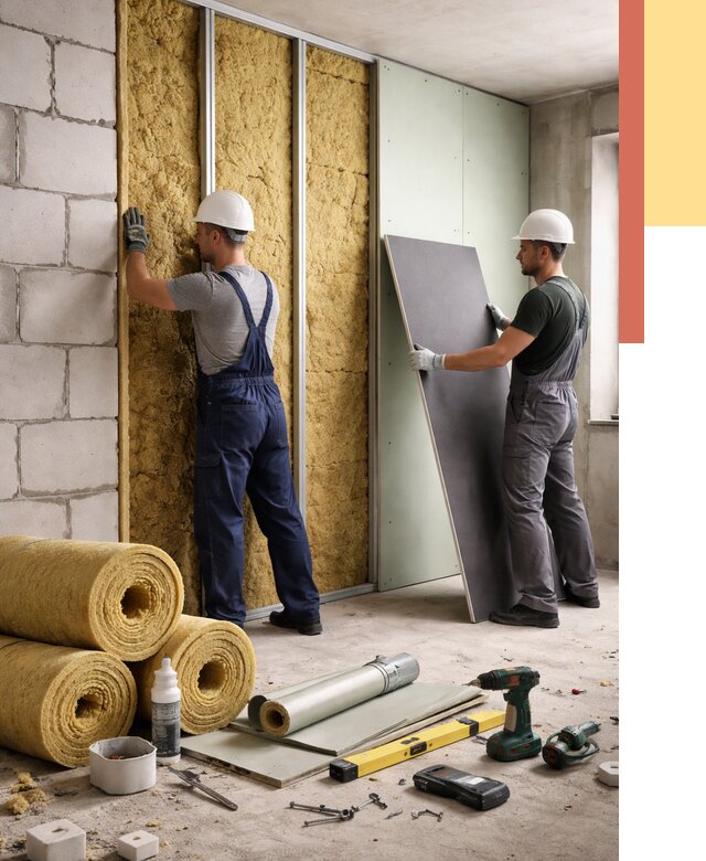 Шумоизоляция перегородок из блоков в Губкине от 1879 руб./м² — быстро и недорого | ОТДЕЛОЧНИК-Гбк