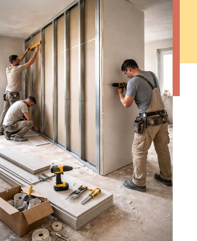 Монтаж однослойной перегородки из гипсокартона в Губкине от 660 руб. | ОТДЕЛОЧНИК-Гбк