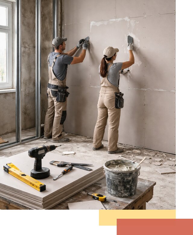 Монтаж двухслойной перегородки из гипсокартона в Губкине