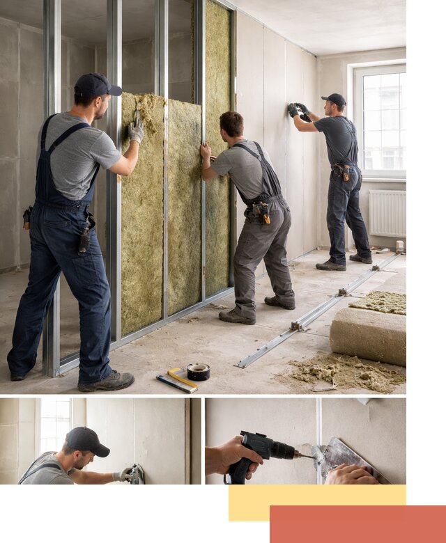 Перегородка из гипсокартона с шумоизоляцией в Губкине — монтаж под ключ