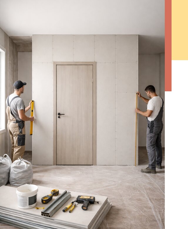 Перегородка из гипсокартона с дверью в Губкине от 4571 руб. под ключ | ОТДЕЛОЧНИК-Гбк