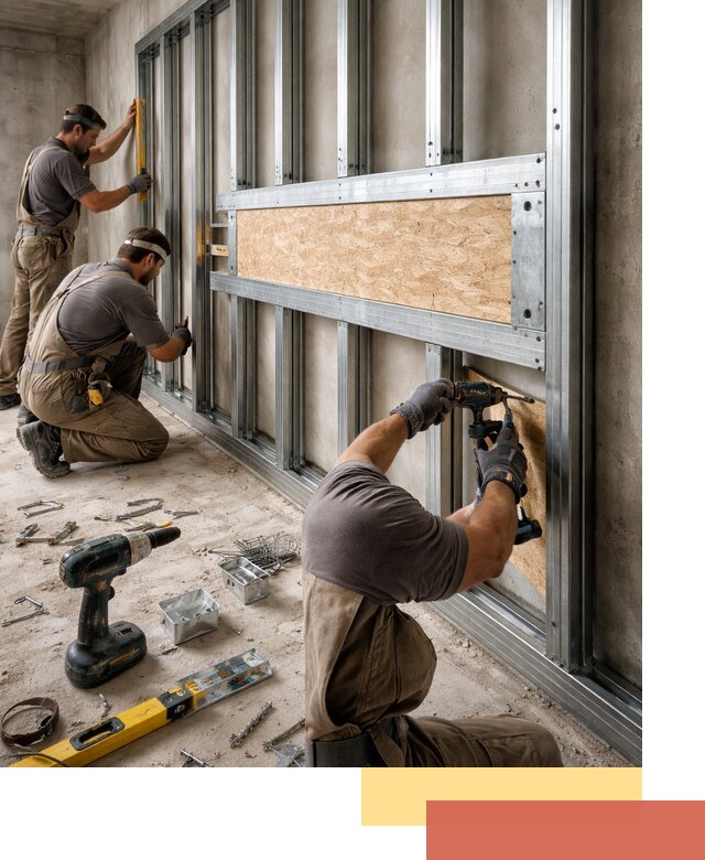 Усиленная перегородка для крепления тяжёлых конструкций в Губкине