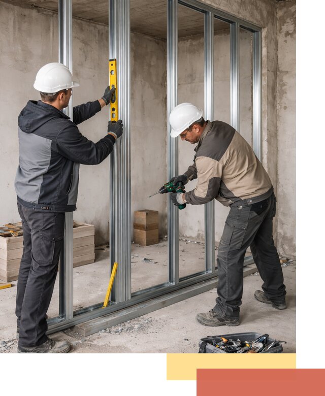 Монтаж каркаса перегородки из профиля в Губкине