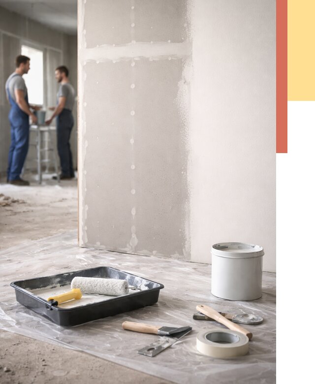 Покраска перегородок из гипсокартона в Губкине от 4571 руб. под ключ | ОТДЕЛОЧНИК-Гбк