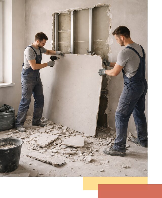 Демонтаж перегородки из гипсокартона в Губкине быстрый и аккуратный