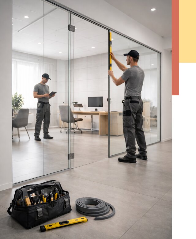 Цельностеклянные перегородки под ключ в Губкине от 9650 руб. — монтаж и цены | ОТДЕЛОЧНИК-Гбк