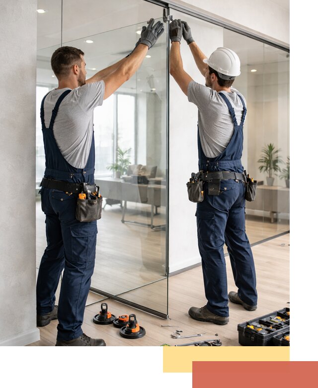 Безрамные стеклянные перегородки под ключ в Губкине