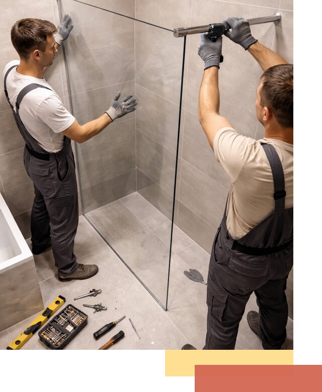 Стеклянные перегородки для душа в Губкине — изготовление и монтаж