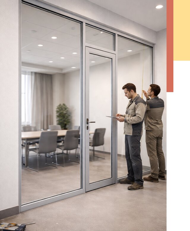 Установка и монтаж алюминиевых перегородок со стеклом в Губкине от 8330 руб. | ОТДЕЛОЧНИК-Гбк