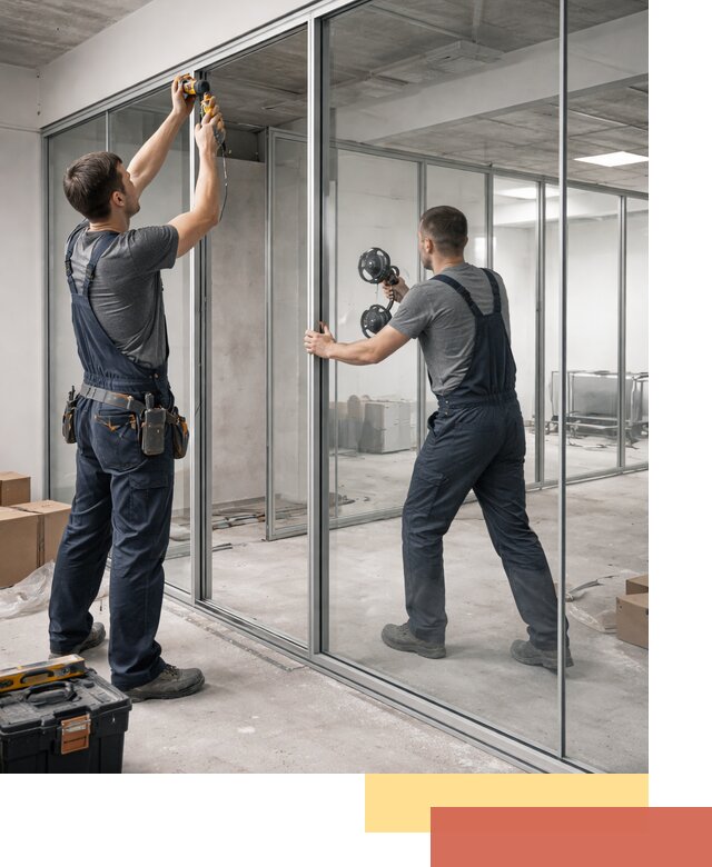 Алюминиевые перегородки со стеклом в Губкине — изготовление и монтаж