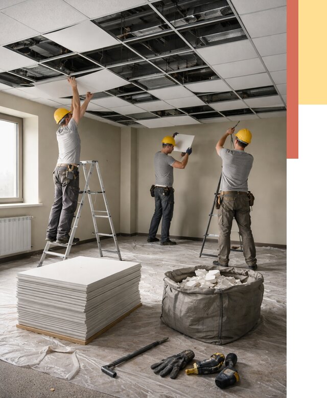 Демонтаж потолка Армстронг в Губкине от 4571 руб. быстро и недорого | ОТДЕЛОЧНИК-Гбк