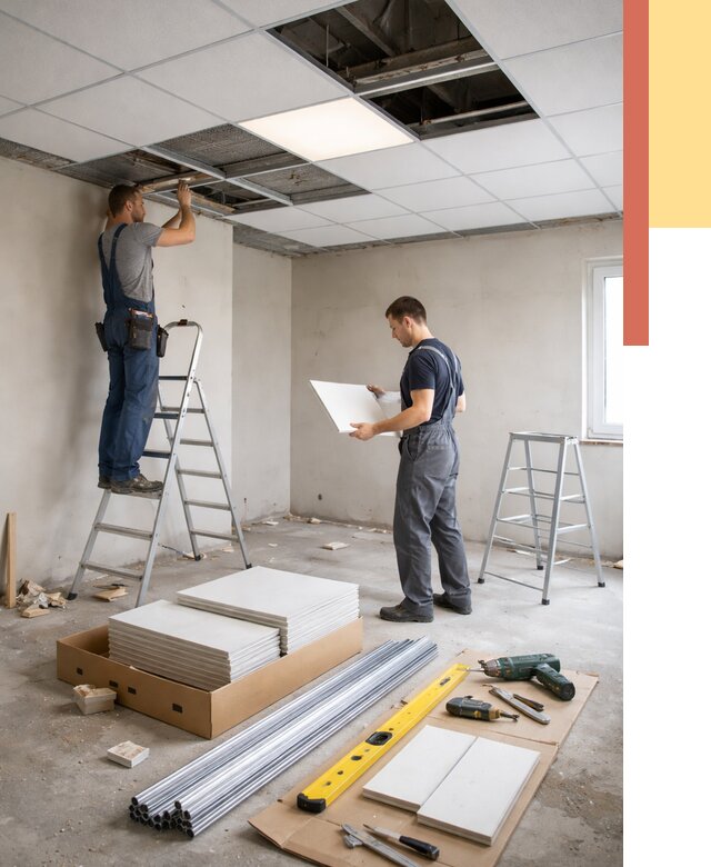 Монтаж потолка армстронг в Губкине от 4571 руб/м2 — быстрая установка под ключ | ОТДЕЛОЧНИК-Гбк