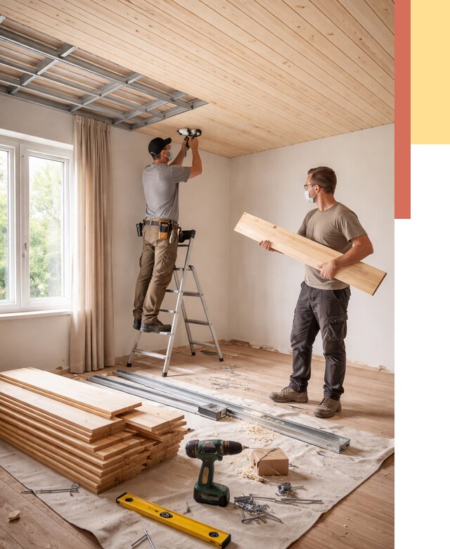 Монтаж потолка из вагонки в Губкине от 6603 руб. | Быстро и недорого — ОТДЕЛОЧНИК-Гбк