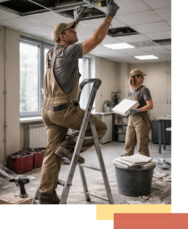 Ремонт потолка Армстронг и замена плит в Губкине