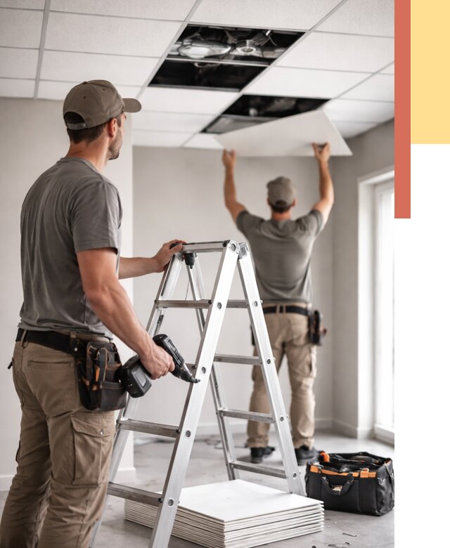 Обслуживание подвесного потолка в Губкине от 3555 руб. — быстро и недорого | ОТДЕЛОЧНИК-Гбк