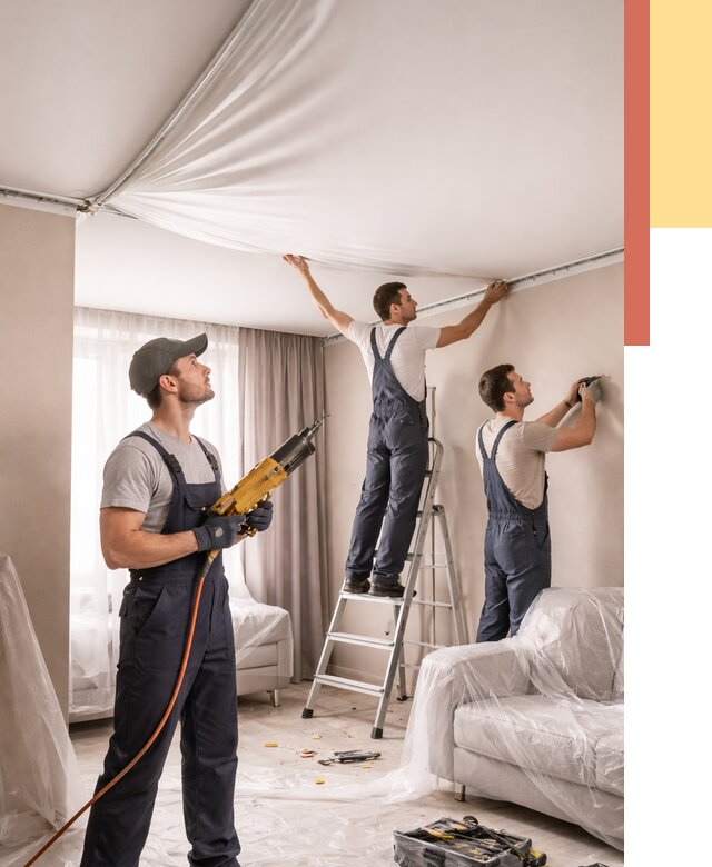 Установка натяжного потолка в Губкине от 4571 руб. | Быстро и недорого — ОТДЕЛОЧНИК-Гбк