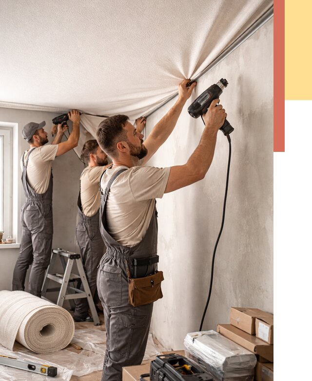 Монтаж фактурного натяжного потолка в Губкине от 762 руб. — ОТДЕЛОЧНИК-Гбк