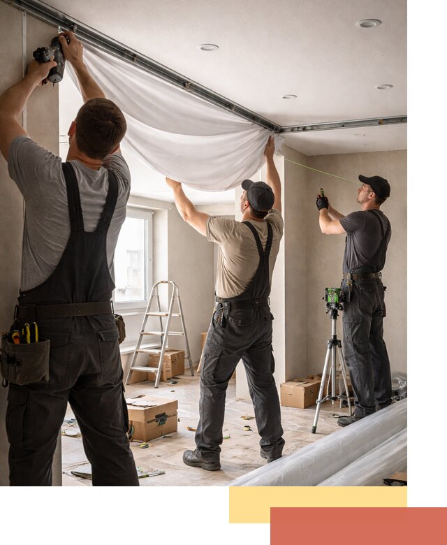 Монтаж парящего натяжного потолка под ключ в Губкине