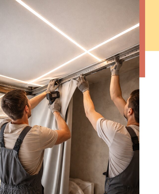 Монтаж натяжного потолка со световыми линиями в Губкине от 1219 руб. | ОТДЕЛОЧНИК-Гбк