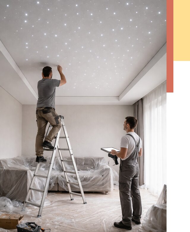 Монтаж натяжного потолка «звездное небо» в Губкине от 6603 руб. | ОТДЕЛОЧНИК-Гбк