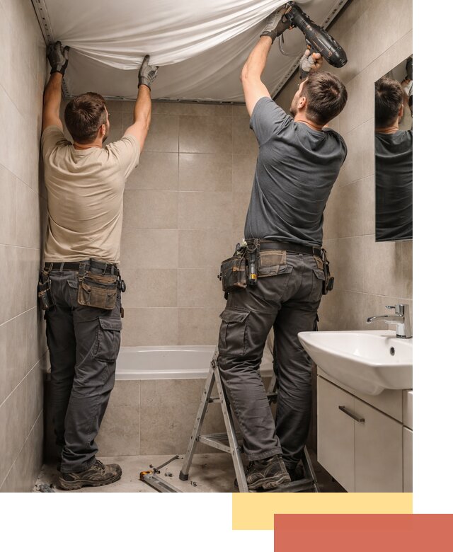 Монтаж натяжного потолка в ванной в Губкине быстро и качественно